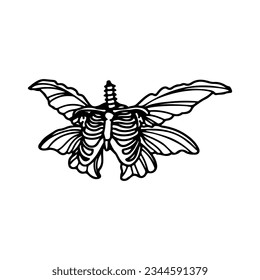 vector illustration of a rib with a butterfly