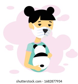Vector illustration with a rib in a protective medical mask. This image can be used for informational medical posters.