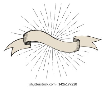  Vector illustration. Ribbon banner set Hand Drawn.