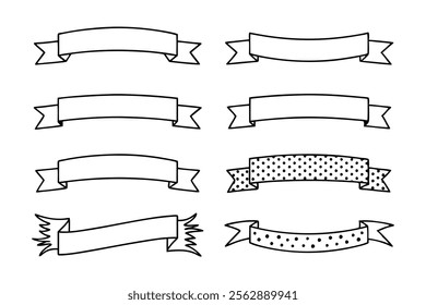 Vector Illustration of Ribbon Banner Set with Blank Space for Text, Curved and Flat Design for Graphic Design Projects.
