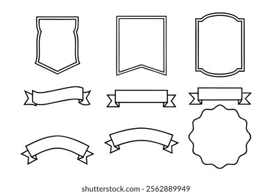 Vector Illustration of Ribbon Banner Set with Blank Space for Text, Curved and Flat Design for Graphic Design Projects.