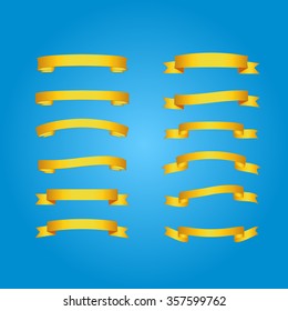Vector illustration, Ribbon banner set. Golden ribbons.