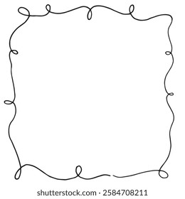 vector illustration, ribbon frame. black and white drawing in doodle style