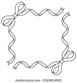 Vector illustration of a ribbon frame. Line art, ornament