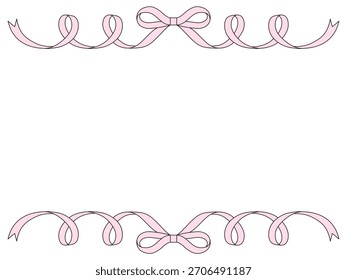 Ilustración vectorial de un marco de cinta. Arte de línea, cinta, adorno, rosa