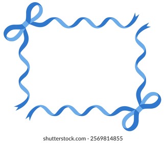Vector illustration of a ribbon frame. Ornament, blue