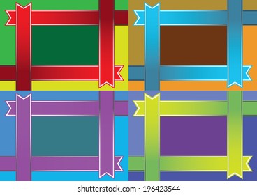 Vector illustration of ribbon frame page layout with copy space. 