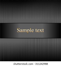 Vector illustration of Ribbon with gold text on a black background.