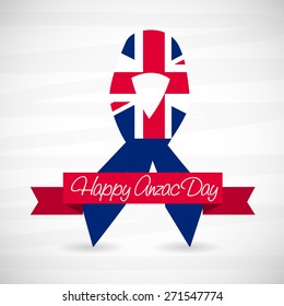 Vector illustration of a ribbon For Happy Anzac Day.