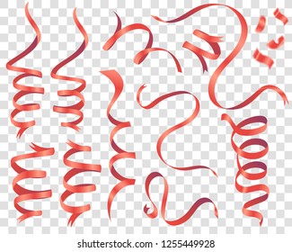 Vector illustration ribbon isolated over the background, set collection of three different foreshortening