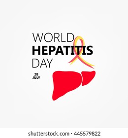 Vector illustration of a Ribbon with liver for World Hepatitis Day. On white background.