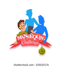 Vector illustration of ribbon with Mannequin Challenge title.