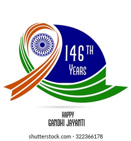 Vector illustration for a Ribbon on India background for Gandhi Jayanti.