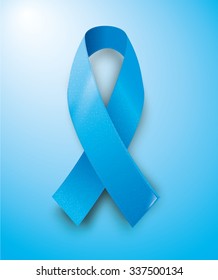 vector illustration ribbon prostate cancer prevention on a blue background Light blue ribbon