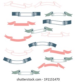 Vector illustration of ribbon set