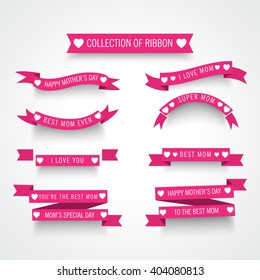 Vector illustration of a Ribbon Set for Happy Mother's Day.