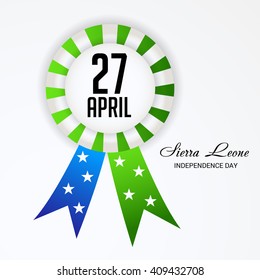 Vector illustration of a Ribbon for Sierra Leone independence day .