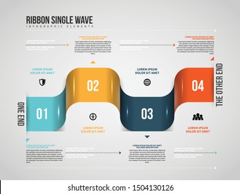 Vector illustration of Ribbon Single Wave Infographic design element.