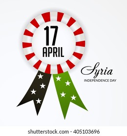 Vector illustration of a ribbon for Syria Independence Day.