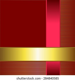 Vector illustration of Ribbons of gold and burgundy. Gift.