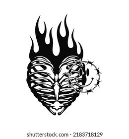 ilustración vectorial de costillas con fuego