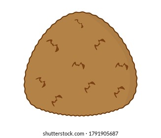Vector illustration of a rice ball held in a triangle　. Grilled rice ball