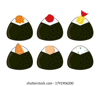 Vector illustration of a rice ball held in a triangle　. 