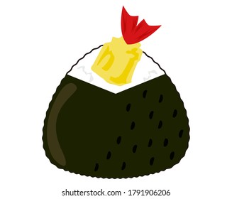 Vector illustration of a rice ball held in a triangle　. 