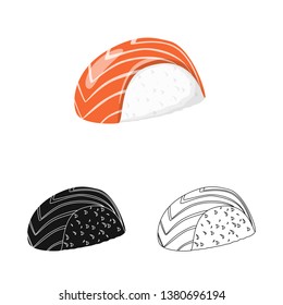 Vector illustration of rice and boiled  logo. Set of rice and fish  vector icon for stock.