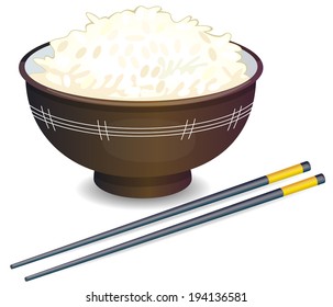 Vector illustration of a Rice Bowl and chopstick