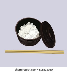 Vector illustration of a Rice Bowl and chopstick.