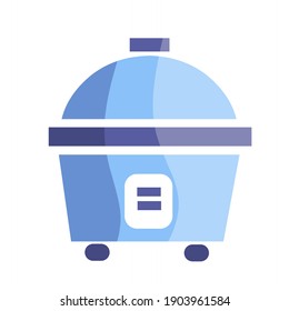 vector illustration of a rice cooker in blue color.  illustrations for interiors, household furniture, home appliance.  flat minimalist design eps 10