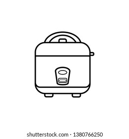vector illustration rice cooker kitchen equipment image vector icon flat logo. Outline icon isolated on white background.