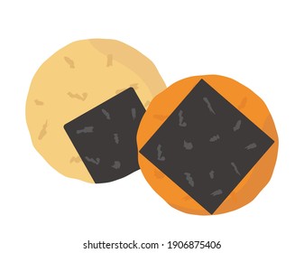 Vector illustration of rice cracker. Japanese sweets.