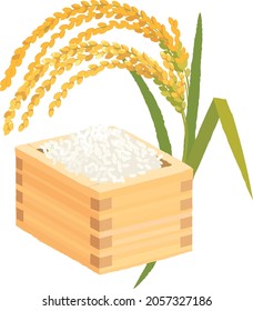 Vector illustration of rice ear and rice in a box.