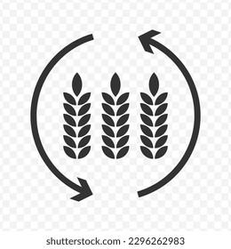 Vector illustration of rice icon in dark color and transparent background(png).