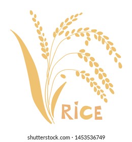 Ilustración vectorial de la planta de arroz aislada sobre fondo blanco. Diseño de Vector de logotipo de Anuncio de producto natural orgánico premium de arroz