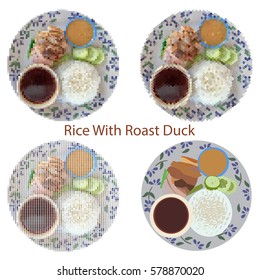 Vector illustration of rice with roast duck