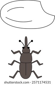 Vector illustration of the rice weevil, a pest of rice grains