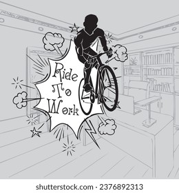 Vector illustration for the Ride To Work wish on a bicycle