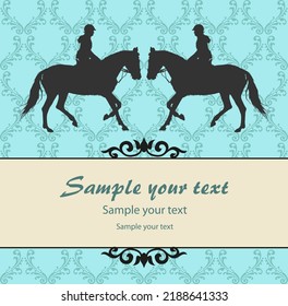 vector illustration, rider controls running horse, competition dressage