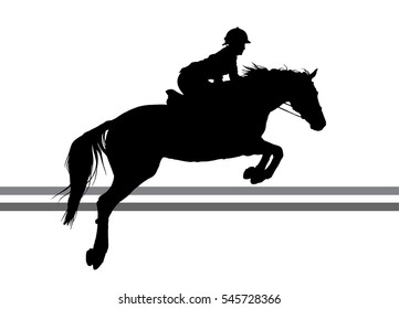 vector illustration, rider controls running horse