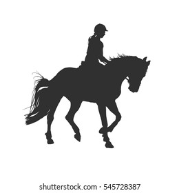 vector illustration, rider controls running horse