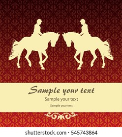 vector illustration, rider controls running horse