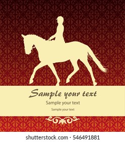 vector illustration, rider controls running horse, competition dressage 