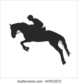 vector illustration, rider controls running horse, competitions show jumping