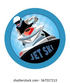 Vector illustration of a rider on  a water scooter