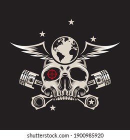 Vector illustration of a rider skull for a motorbike club, perfect for the motorcycle community t-shirt design.