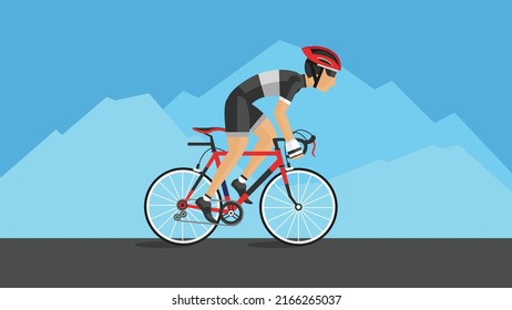 Vector illustration of riding a bicycle. Exercising to maintain a healthy body