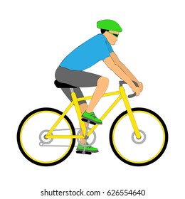 Vector illustration riding cyclist on the bicycle. Isolated on the white. eps 10. 
